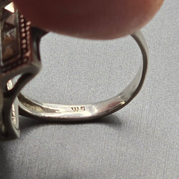 VTG Sterling Silver Pink Queen Conch Shell Marcasite Ring Sz 5 WS Art Deco Style - Picture 6 of 10